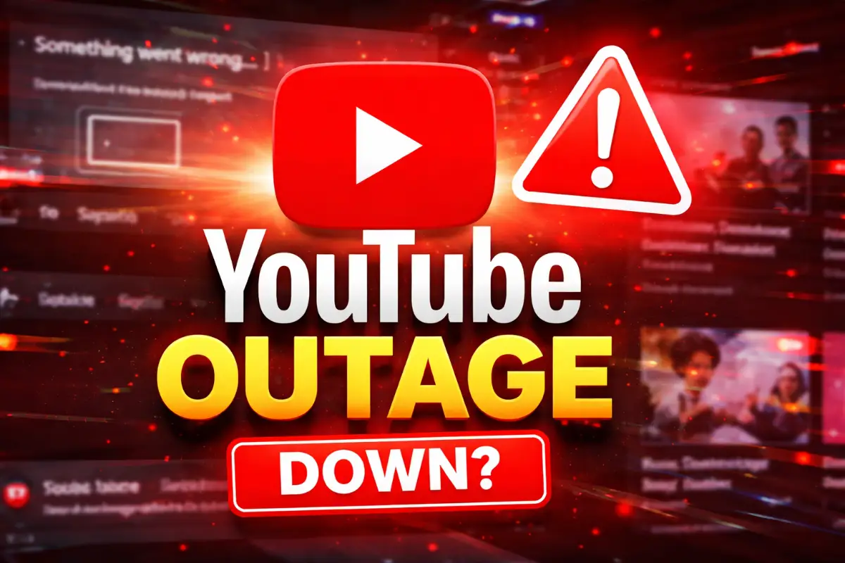 YouTube outage February 2026 showing server down warning and error message screen