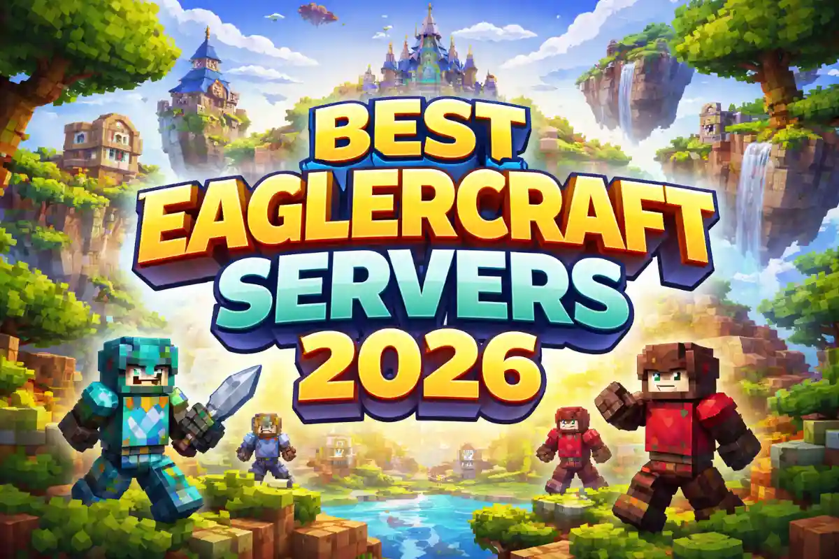 Best Eaglercraft Servers 2026 feature image showing browser-based Minecraft PvP and survival gameplay