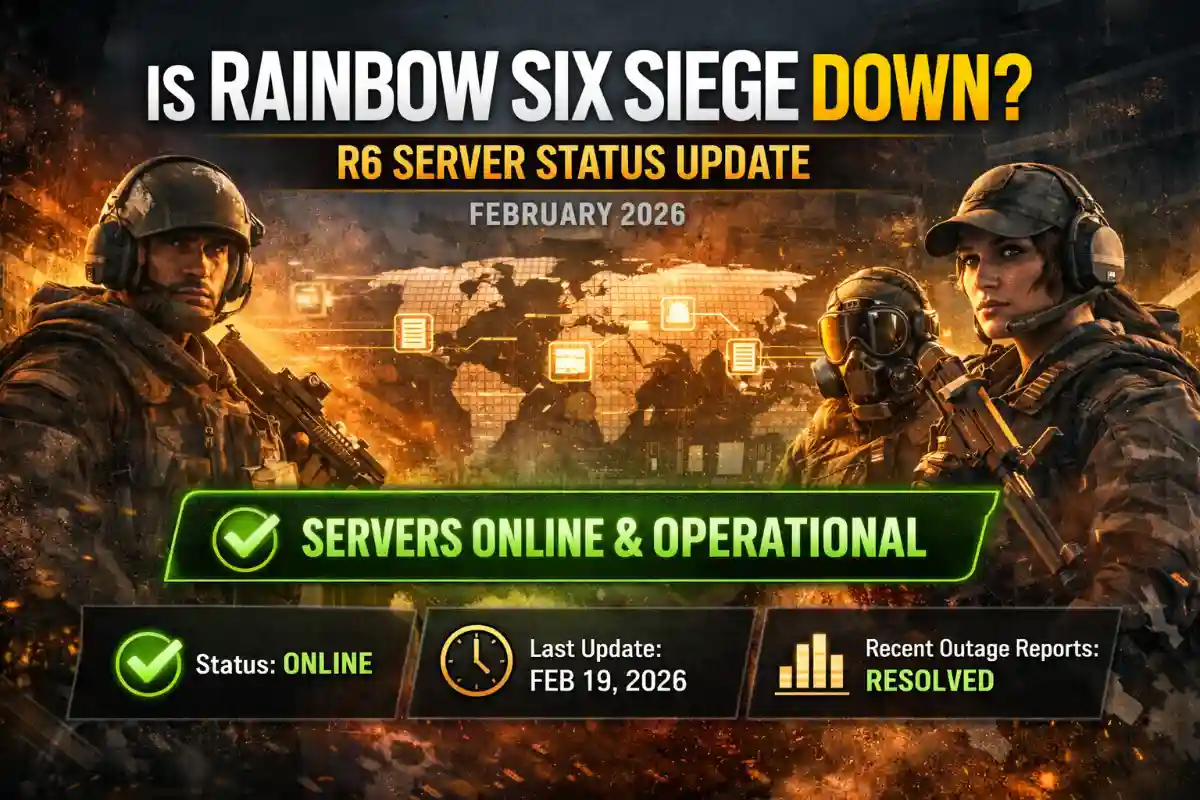 Rainbow Six Siege server status update February 2026 showing servers online and operational