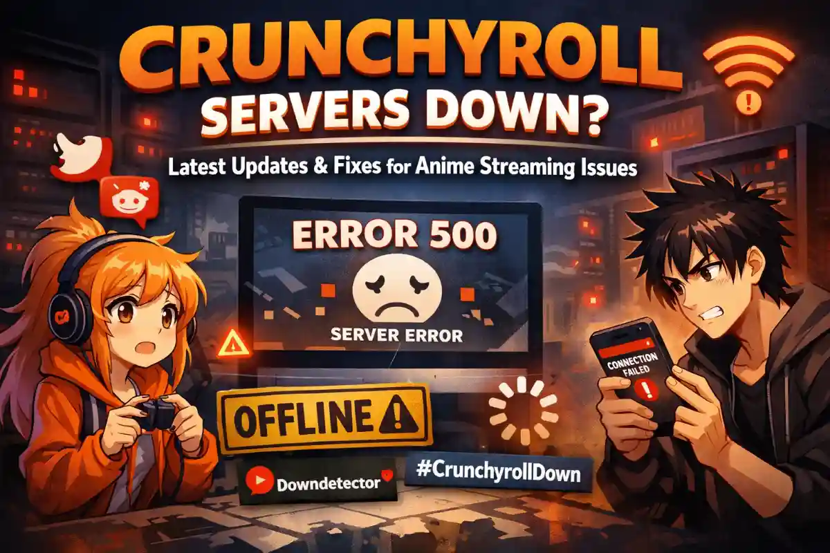 Crunchyroll servers down error 500 with anime characters facing streaming and connection issues
