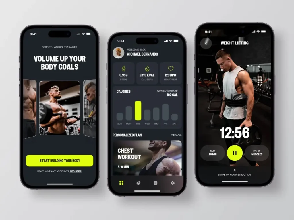 Dubai gym app development featured image showing AI fitness tracking on smartphone