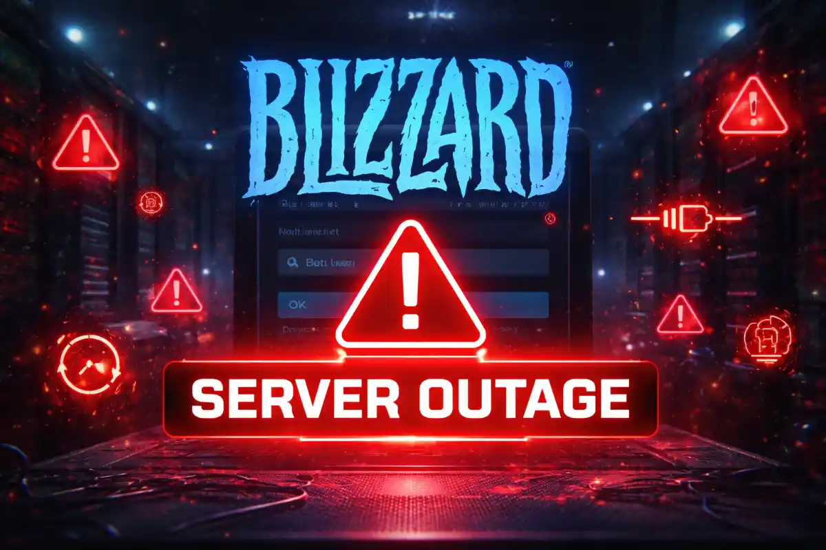 Blizzard server outage warning screen 2026
