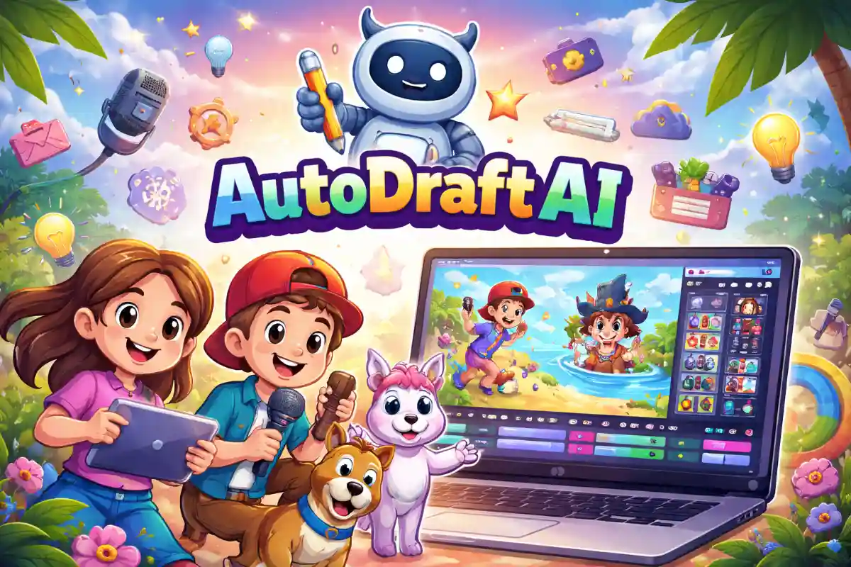 AutoDraft AI cartoon animation tool creating YouTube videos