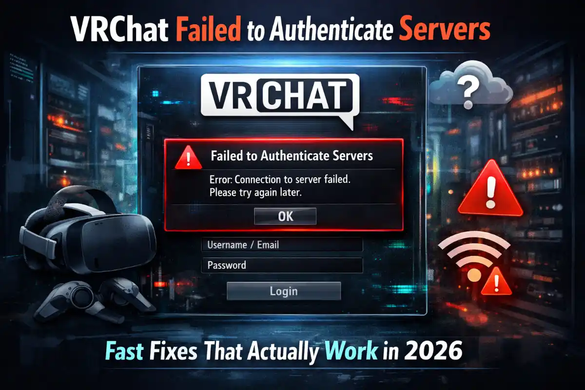VRChat failed to authenticate servers error message on login screen