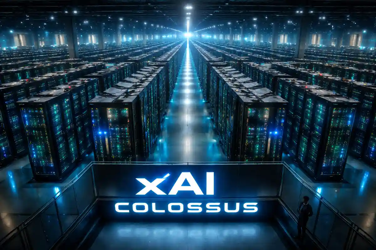 xAI Colossus supercomputer facility powering Grok AI with massive GPU cluster